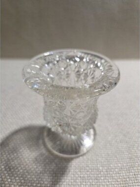 Vintage L.E. Smith Clear Glass Daisy and Button Urn Toothpick Holder Pedestal